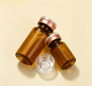 Flacons à sertir en borosilicate ambré anti-lumière OEM avec bouchons métalliques assortis, protection UV, bouteilles de stockage en verre vides - Product Image 1