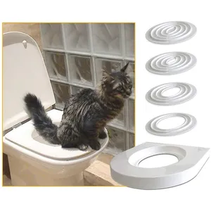 Kit de toilette pour chats, boîte à litière en PVC pour animaux de compagnie, ensemble de plateaux, entraînement professionnel de nettoyage pour chiot et chat, siège de toilette