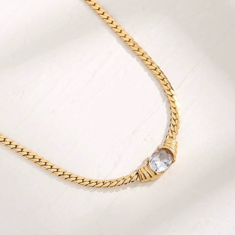 oval stone snake chain