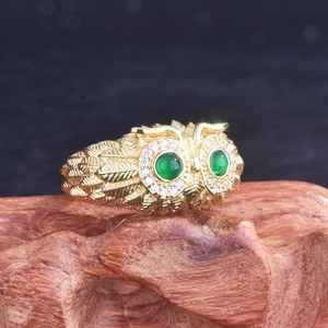 <span class=keywords><strong>Anello</strong></span> di tendenza con <span class=keywords><strong>gufo</strong></span> e Zirconia <span class=keywords><strong>anello</strong></span> di lusso placcato in oro Micro lave di cristallo trasparente con animali anelli da uomo - Product Image 3