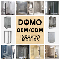 Cabine de douche quadrant moderne Domo, verre trempé 6 mm, cadre en aluminium poli, porte coulissante, certifiée CE