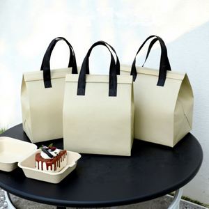 Disposable Foldable Handled Insulation Bag Zipper Closure Custom Thickened Tea Food Beverage Outtake Non-woven Cooler Bags - Product Image 6