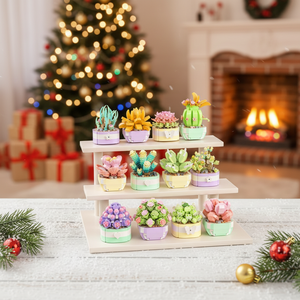 Blocs de construction de fleurs succulentes, petites particules, assemblage, simulation, bricolage, emballage en boîte colorée, pot de fleurs compatible Lego Flowers - Product Image 1