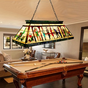Lámpara Colgante Rectangular Tiffany de 40 Pulgadas para Mesa de Billar/Snooker, 6 Luces, Vidrio Tintado, para Iluminación de Comedor - Product Image 4