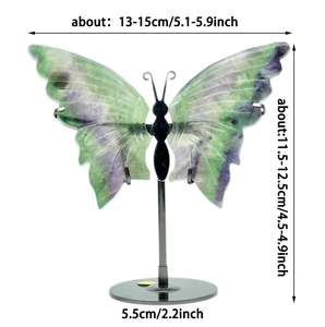 Vente en gros Nouvel arrivage d'agate mousse en cristal naturel Artisanat ailes d'ange papillon Ailes de cristal pour la décoration intérieure - Product Image 4