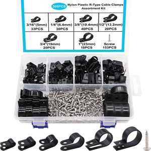 Abrazaderas de Cable Tipo R, Tamaño 6, Kit de Gestión de Cables de Plástico de Nylon, 306 Piezas - Product Image 2