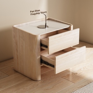 Sillín minimalista italiano, mesita de noche de madera maciza de cuero, mesitas de noche, caja de almacenamiento de lujo, entrega <span class=keywords><strong>completa</strong></span> para maestro - Product Image 5