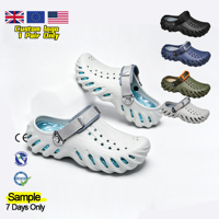 Sabots EVA personnalisés avec logo pour hommes, respirants, chaussures de jardin ondulées, sandales de plage légères pour l'extérieur avec sangle Velcro réglable