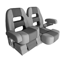 Siège de bateau double rabattable Marine Deluxe, banquette de bateau pliable, siège double pour bateau