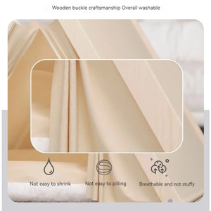 Luxe Duurzame Opvouwbare Pet Tent Tipi Effen Patroon Multi-Color Kussen Houten Frame Indoor Outdoor Hond Kat Huis <span class=keywords><strong>Bed</strong></span> Doos - Product Image 4