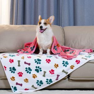 Couverture polaire douce toutes saisons pour animaux de compagnie, motif patte et os mignon, chaude et lavable, pour lit, canapé et voyage (vente <span class=keywords><strong>en</strong></span> gros) - Product Image 5