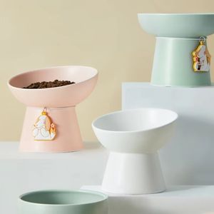 Cuenco de cerámica para mascotas de gran venta al por mayor, cuenco elevado plano inclinado alto para gatos y perros, cuencos y comederos de cerámica para mascotas - Product Image 1
