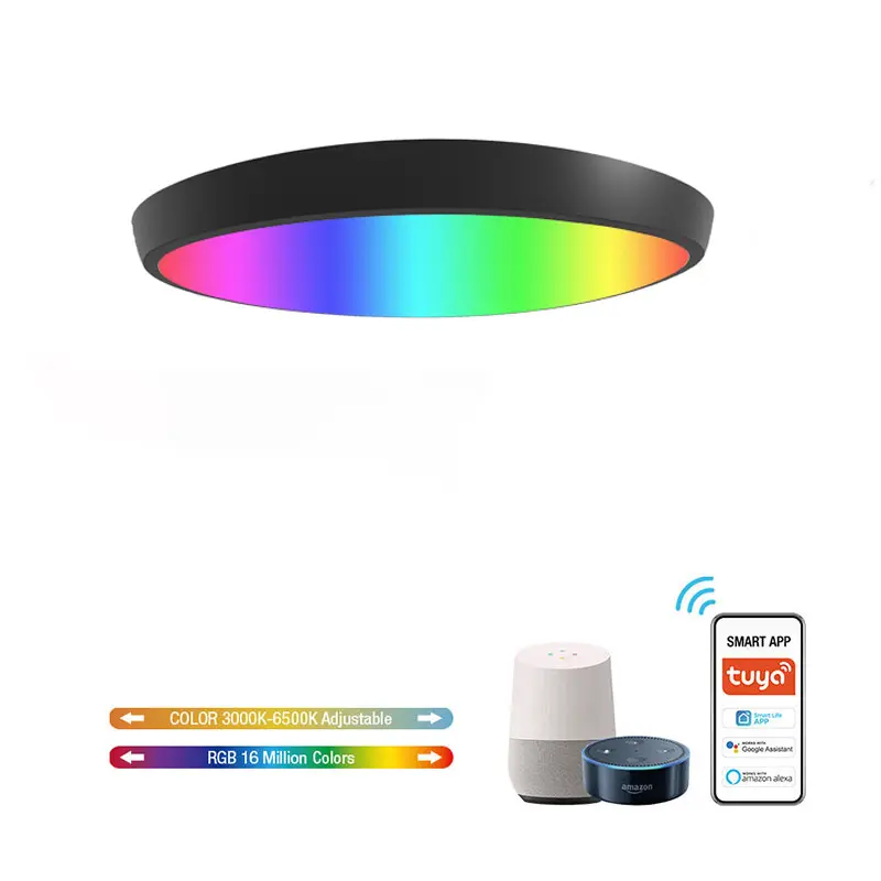 Tuya smart panel ceiling light LED RGB Colors Dimmable Support Voice Control Works With WIFI Alexa 300mm 400mm 500mm CE