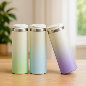 Taza de agua al vacío de acero inoxidable 304 personalizada, Taza Termo de bebida recta con tapa Gradual con alto nivel de apariencia para automóviles - Product Image 1