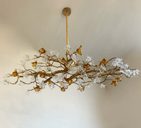 Lustre branche avec verre de fleur artistique pour salle à manger salon et îlot de cuisine