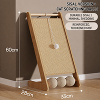 Griffoir pour chat en sisal avec structure de support triangulaire inclinée, conception avec tapis en sisal amovible