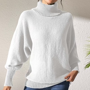 2025 meilleure vente personnalisé tricoté femmes décontracté pull à col roulé à manches longues demi col haut mince hiver nœud détail chandails - Product Image 2