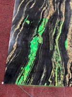 Dalles de marbre noir et granit doré cosmique rétroéclairées de luxe, translucides, en pierre naturelle LED pour revêtement mural et comptoir de bar