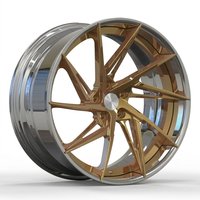 Neue Geruida Gebürstete Goldpolierte Mehrspeichen-Schmiedefelgen aus 6061 T6 Aluminiumlegierung 12000T Gepresst TÜV/JWL/VIA S4-00013 18-24