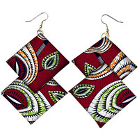 Boucles d'oreilles pendantes longues faites à la main en coton imprimé Ankara africain, style bohème ethnique, pour femmes