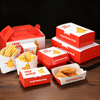 Ensemble de boîtes d'emballage pour poulet frit imprimées sur mesure, sac en papier kraft, boîte à hamburger, conteneur pour frites pour la restauration rapide