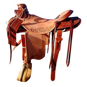 Silla de montar de cuero estilo Western con incrustaciones turquesa, estructura de madera y herrajes de acero inoxidable - Diseño personalizado, Silla de montar inglesa BS International - Product Image 3