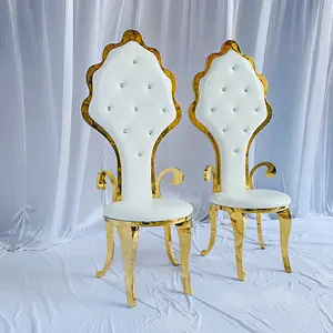 Столовые стулья из нержавеющей стали для банкета chiavari luxury king оптом, недорогие золотые стулья и столы, свадебные стулья