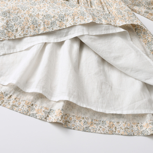 Automne manches longues filles robe à la main smocké col blanc avec bouton impression florale enfants bébé fille robes - Product Image 5