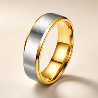 18K Vergoldeter Edelstahlring Matt Zweifarbig Anpassbare Innengravur Hypoallergener Schmuck Großhandel