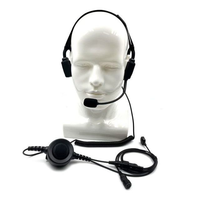 Walkies Talkie Headset Bone Conduction Headband Style Hard Hat Compatible Hands-Free Safety Communication for Industrial Use