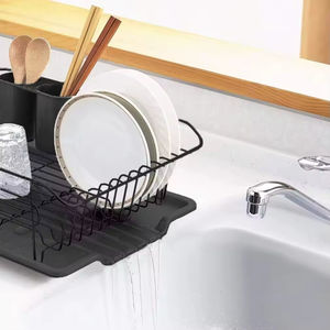 Cesta de escurridor de platos de metal con bandeja Estante de secado de platos naranja para flujo de tipo horizontal - Product Image 2