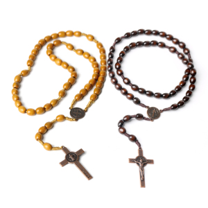 Hermoso Rosario Católico de Madera con Cuentas Ovaladas de 8 * 10 mm, Rosarios Personalizados, Perfectos para Regalos de Oración - Product Image 3