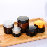 Pots cosmétiques vides en verre ambré avec couvercles à vis noirs 5ml 10ml 15ml 30ml 50ml 60ml 100ml 120ml pour crèmes visage et yeux