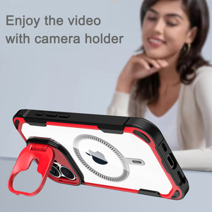 Étui de téléphone magnétique avec support d'appareil photo, résistant aux chocs, étanche, en TPU+PC, aimant N52, design fin transparent, charge sans fil - Product Image 2