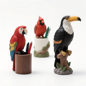 <span class=keywords><strong>Pot</strong></span> <span class=keywords><strong>à</strong></span> crayons en résine en forme de perroquet et de toucan, support de stylos coloré en forme d'oiseau tropical, décoration de bureau personnalisable, vente en gros - Product Image 1