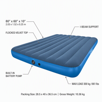 Lit d'air gonflable portable Bestway 671MK en PVC floqué, pour intérieur et extérieur, camping, avec pompe intégrée