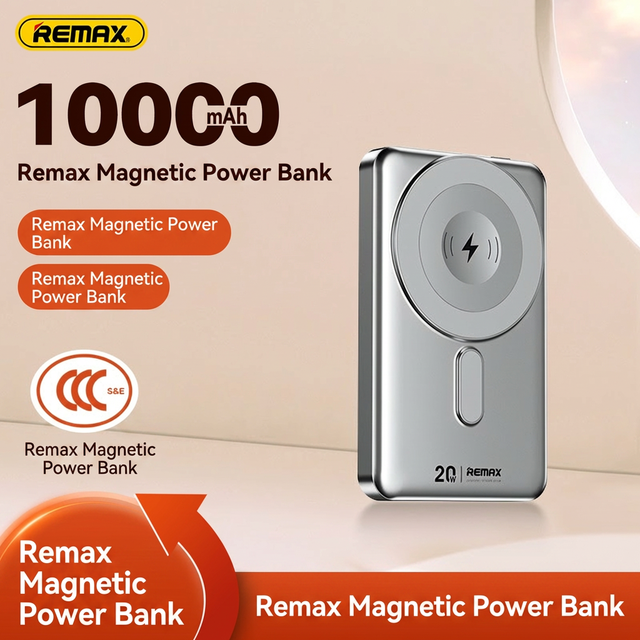 2026 Remax Magnetic Wireless Power Bank 10000mAh/5000mAh PD 20W Fast Charging Built-in Dual Cables Watch Charger Folding Stand