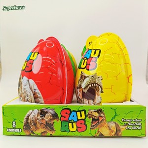 Superloves - Œuf en chocolat géant en forme <span class=keywords><strong>de</strong></span> <span class=keywords><strong>dinosaure</strong></span> - Jouet T-Rex jaune/multicolore - 30 g - 8 pièces par plateau - Fête d'enfants - Vente en gros - Product Image 3