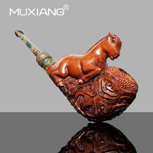 Muxiang Horse Shape Briar Wood Tobacco Pipe Bent Type Hand Carved For Men - Product Image 2