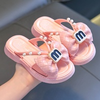 Nuevas Pantuflas de Niña con Lazo de Perlas, Impermeables, Ligeras, Planas, Transpirables, para Verano, Zapatos Casuales Infantiles con Suela Suave