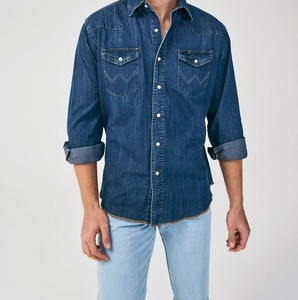 Camicia da Lavoro in Denim per Uomo, Manica Lunga, Stile Western, 100% Cotone, Traspirante e Antivento, Collo Classico, Blu Scuro - Product Image 6