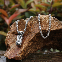 Haute Qualité Polissage En Acier Inoxydable Norse Rune Bar Pendentif Collier Viking Bijoux