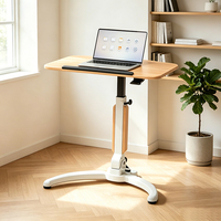 Nouveautés Table élévatrice pneumatique à colonne unique ergonomique à ressort à gaz avec roulettes pour canapé paresseux, table de chevet, bureaux d'ordinateur