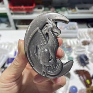 <span class=keywords><strong>Pietra</strong></span> di cristallo curativa naturale all'ingrosso che intaglia il <span class=keywords><strong>sole</strong></span> dorato dell'ossidiana con la luna - Product Image 6