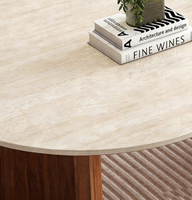 Table basse moderne Lumio avec plateau en pierre et structure en bois, design durable pour salon et chambre à coucher - Garantie de 2 ans