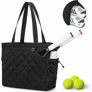 Échantillon gratuit Sac de raquette de tennis noir personnalisé avec logo vierge Étanche Grande capacité Décontracté Sports de plein air Sac de transport de tennis - Product Image 6