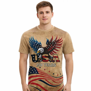 Camiseta de manga corta para <span class=keywords><strong>hombre</strong></span> con estampado completo de águila calva estilo vintage del 250 aniversario de EE. UU., diseño personalizado, esencial para los hombres americanos - Product Image 1