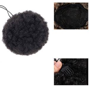 Perruque afro pour hommes noirs africains, en fibre haute température, style chignon bouffant légèrement bouclé - Product Image 5