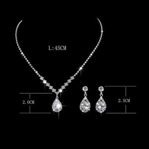 Colgante <span class=keywords><strong>de</strong></span> gota <span class=keywords><strong>de</strong></span> agua con diamantes <span class=keywords><strong>de</strong></span> imitación, <span class=keywords><strong>collar</strong></span> <span class=keywords><strong>y</strong></span> pendientes chapados en <span class=keywords><strong>plata</strong></span> <span class=keywords><strong>de</strong></span> cristal, conjunto <span class=keywords><strong>de</strong></span> joyería <span class=keywords><strong>de</strong></span> Boda nupcial elegante - Product Image 2