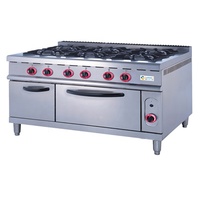 Peralatan Dapur Restoran Hotel, Kompor Gas Komersial Stainless Steel Tipe Lantai dengan 6 Tungku